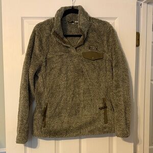 L.L. Bean Olive Sherpa Fleece Jacket